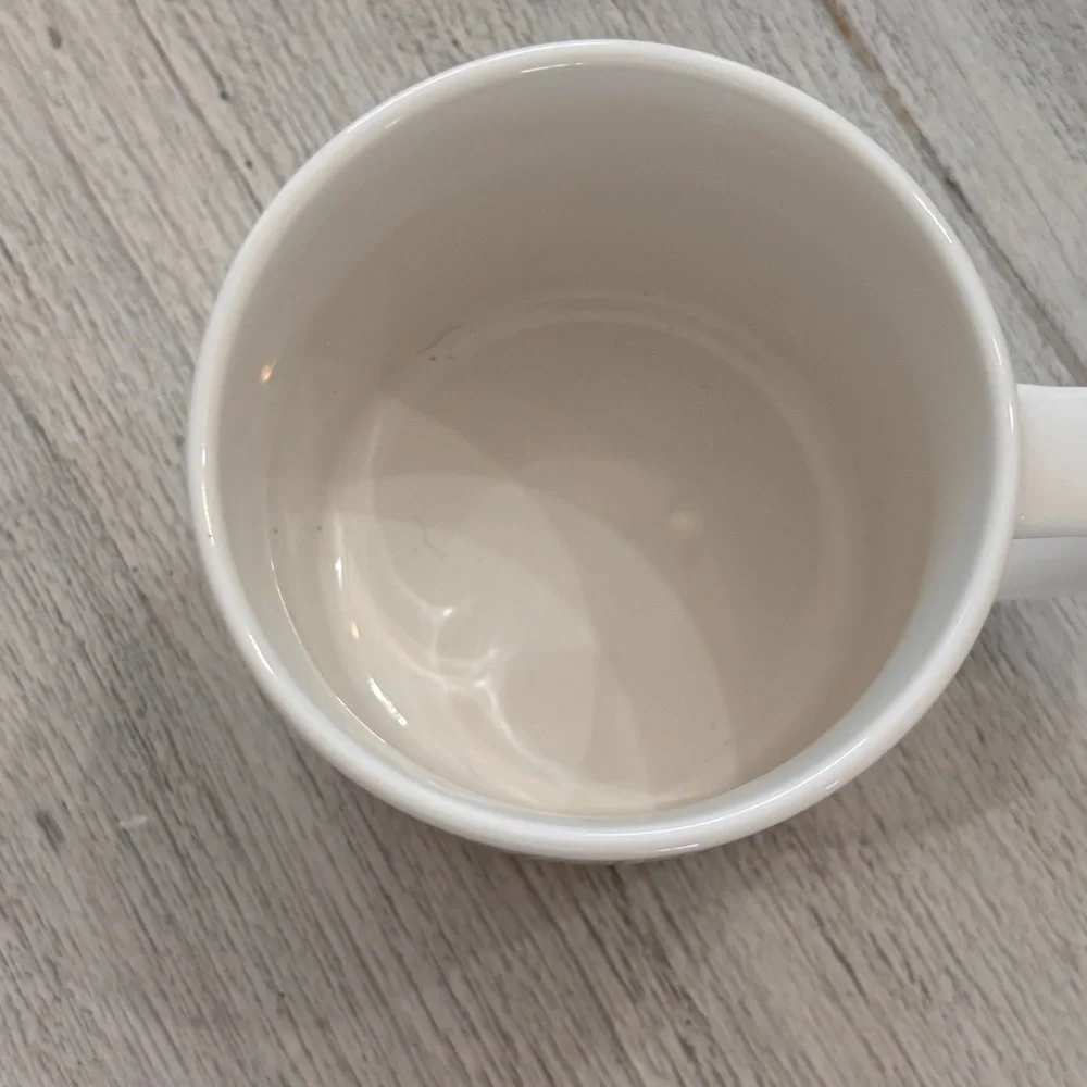 Williams Sonoma Monogram Initial Capital M Mug Cup White/Ivory w Gold Trim 12 oz